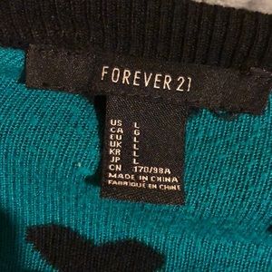 Forever 21 cardigan with teal blue hearts!